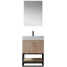 ROSWELL Alistair 24 in. W x 22 in. D x 33.9 in. H Bath Vanity in Oak with Stone Vanity Top in White with Single Sinks and Mirror