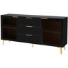 63.00 in. W x 15.70 in. D x 32.30 in. H Black Linen Cabinet with Three Drawers and Metal Handles