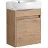 FAMYYT 16 in. W x 11.6 in. D x 21.3 in. H Floating Single Sink Bath Vanity in Imitative Oak with White Ceramic Top