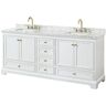 Wyndham Collection Deborah 80 in. W x 22 in. D x 35 in. H Double Sink Bath Vanity in White with White Carrara Marble Top