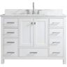 SUPREME WOOD Monte 48in.W X22in.DX35.4 in.H Bathroom Vanity in White with Marble Stone Vanity Top in White with Single White Sink