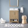 OVE Decors Vegas 24 in. W x 19 in. D x 34 in. H Single Sink Bath Vanity in White Oak with White Engineered Stone Top