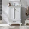 SUDIO Melissa 24 in. W x 22 in. D Bath Vanity in Grain White with Carrara White Engineered Stone Vanity Top with White Sink