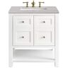 James Martin Vanities Breckenridge 30.0 in. W x 23.5 in. D x 34.2 in. H Bathroom Vanity in Bright White with Eternal Serena Quartz Top