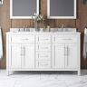 OVE Decors Tahoe 60 in. W x 21 in. D x 34 in. H Double Sink Bath Vanity in White with Carrara Marble Top