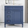 Staykiwi 30 in. W x 18 in. D x 33 in. H Single Sink Freestanding Bathroom Vanity in Blue with White Cultured Marble Top