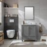 SUDIO Melissa 30 in. W x 22 in. D Bath Vanity in Grain Gray with Natural Marble Vanity Top in Carrara White with White Sink