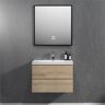 Abruzzo Angela 30 in. W x 18.7 in. D x 20.5 in. H Wall Mounted Bathroom Vanity in Natural Oak with Glossy White Basin