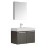 Fresca Vista 30 in. Vanity in Gray Oak with Acrylic Vanity Top in White with White Basin and Mirrored Medicine Cabinet