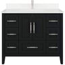 ART BATHE Houston 42 in. W x 22 in. D Bath Vanity in Espresso Diamond Quartz Top with White Sink Power Bar and Drawer Organizer