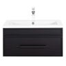 Cutler Kitchen and Bath Trough Bala 36 in. W x 15 in. D x 16 in. H Wall-Mounted Rectangle Basin with Vanity Top in Black