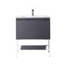 James Martin Vanities Milan 31.5 in. W x 18.1 in. D x 36 in. H Bathroom Vanity in Modern Grey Glossy with Glossy White Composite Top