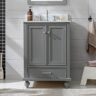 SUDIO Melissa 24 in. W x 22 in. D Bath Vanity in Grain Gray with Natural Marble Vanity Top in Carrara White with White Sink