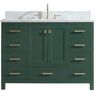 SUPREME WOOD Eileen 48in.W X22in.DX35.4 in.H Bathroom Vanity in Green with Marble Stone Vanity Top in White with Single White Sink