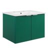MODWAY Maybelle 24.5 in. W x 18.5 in. D Green Vanity with White Ceramic Top
