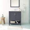 OVE Decors Vegas 30 in. W x 19 in. D x 34 in. H Single Sink Bath Vanity in Dark Charcoal with White Engineered Stone Top