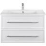 Cutler Kitchen and Bath Riga 30 in. x 18 in. D x 20 in. H 2 Single Sink Wall Mounted Vanity in White with Rectangular White Basin