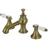 Kingston Bel-Air 8 in. Widespread 2-Handle Bathroom Faucets with Brass Pop-Up in Antique Brass