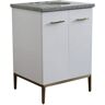 Bellaterra Home 25 in. W x 22 in. D Single Bath Vanity in White with Granite Vanity Top in Gray with White Oval Basin