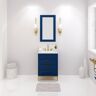 Water Creation Bristol 24 in. W x 21.5 in. D Vanity in Monarch Blue with Marble Top in White with White Basin