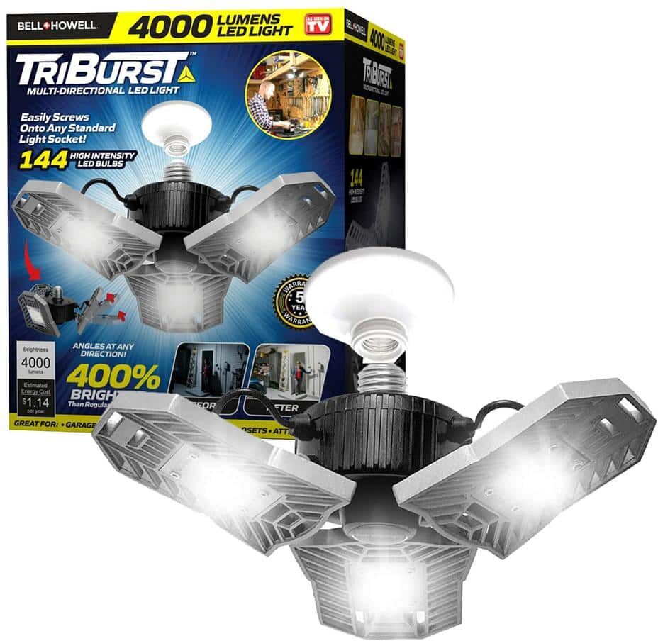 Bell + Howell TriBurst 10.5 in. 144 High Intensity LED 4000 Lumens Flush Mount Ceiling Light with 3 Adjustable Heads