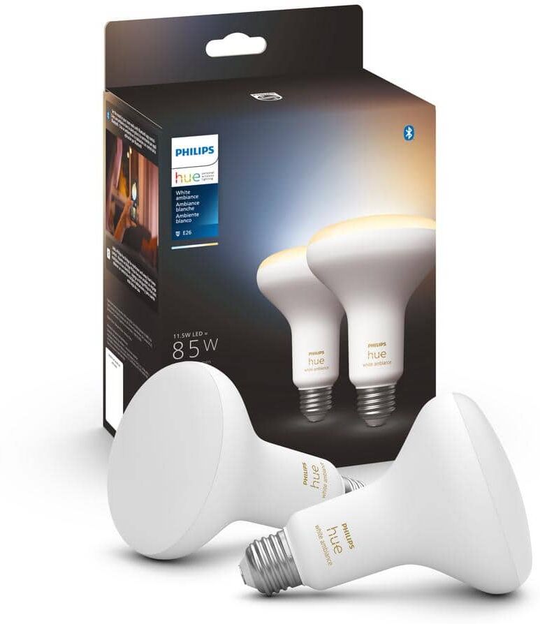 Philips 85-Watt Equivalent BR30 Smart LED Tunable White Light Bulb with Bluetooth (2-Pack)