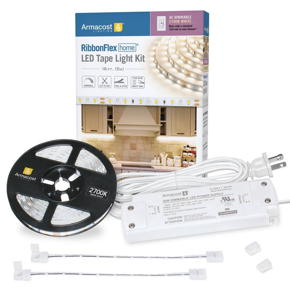 Armacost Lighting RibbonFlex (5M) Home AC Dimmable Soft White LED Tape Light Kit 2700K