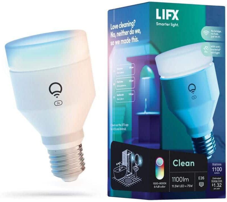 LIFX 75-Watt Equivalent A19 Clean RGB Multi-Color Smart Wi-Fi LED Light Bulb, Works with Alexa/Hey Google/HomeKit/Siri 1-Pack