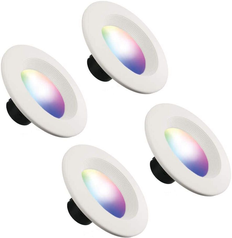 Energizer 85-Watt Downlight Smart Wi-Fi 5/6 in. 5000K LED Multicolor/Multi-White Light Bulb (4-Pack)