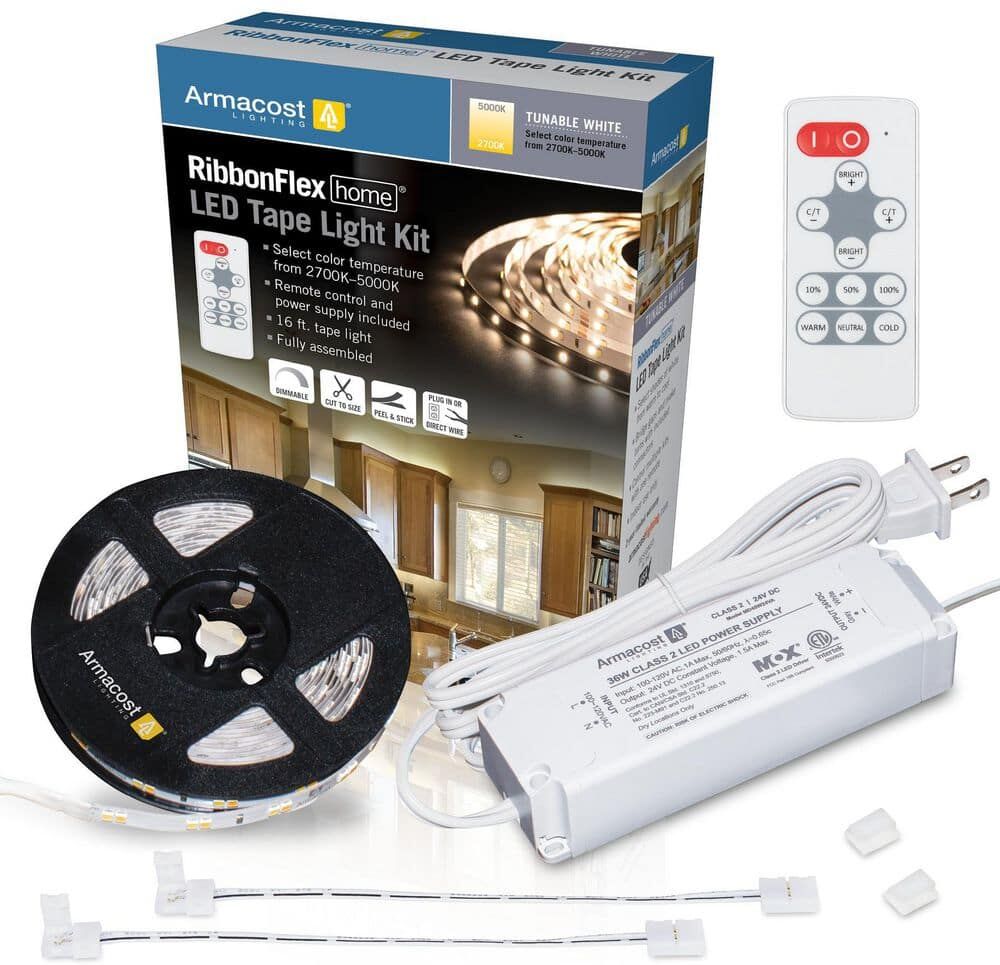 Armacost Lighting RibbonFlex Home 16 ft. LED Tunable White Tape Light Kit with Remote