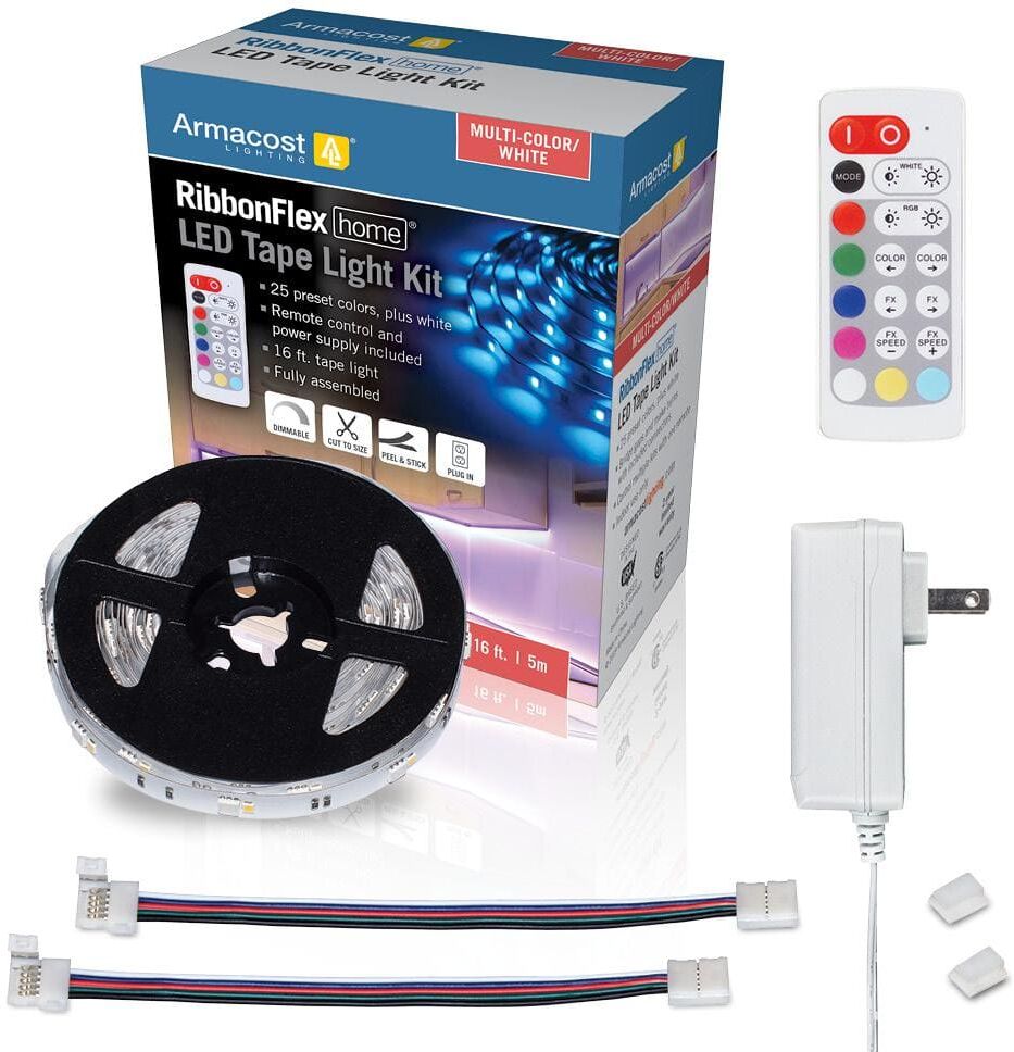 Armacost Lighting RibbonFlex Home 16 ft. Multi-Color + White LED Tape Light Kit with Remote