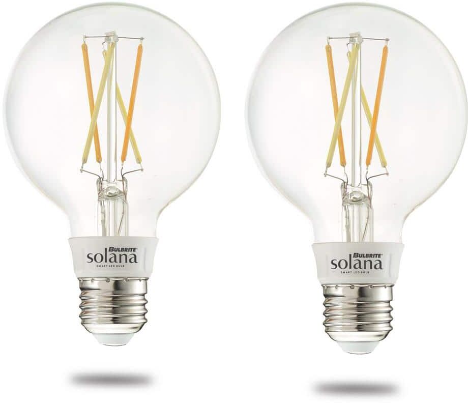 Bulbrite Solana 60-Watt Equivalent G25 LED Smart WIFI Connected LED Light Bulb, Clear (2-Pack)