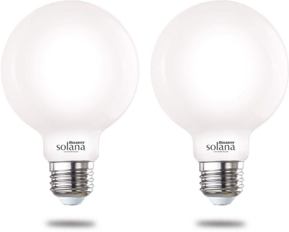 Bulbrite 60 Watt Equivalent G25 with Medium Screw Base E26 in Milky Finish Dimmable 2200-6500K Solana WIFI LED Light Bulb 2-Pack