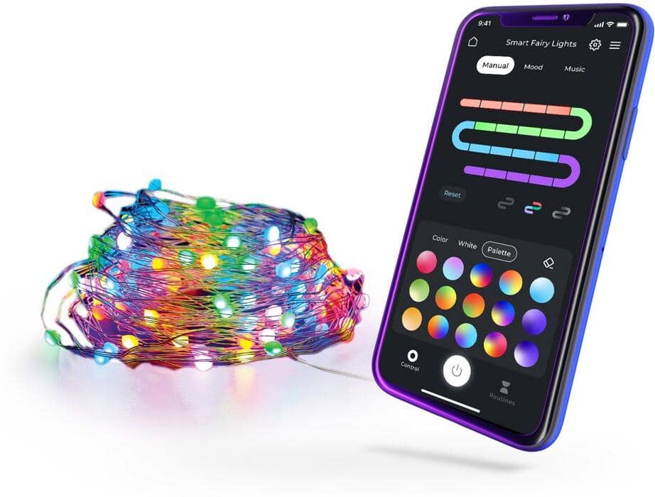 Globe Electric 32.8 ft. Plug-In Wi-Fi Smart Multi-Color RGB LED Music Sync Fairy Tape Light