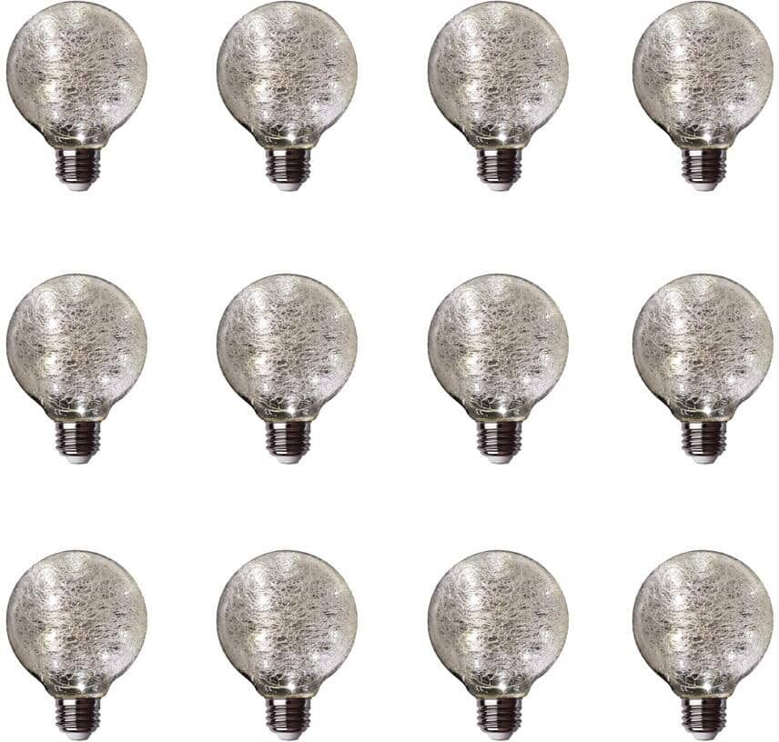 Feit Electric 11-Watt Equivalent G25 Globe Fairy Light Crackle Glass LED Light Bulb in Soft White (12-Pack)