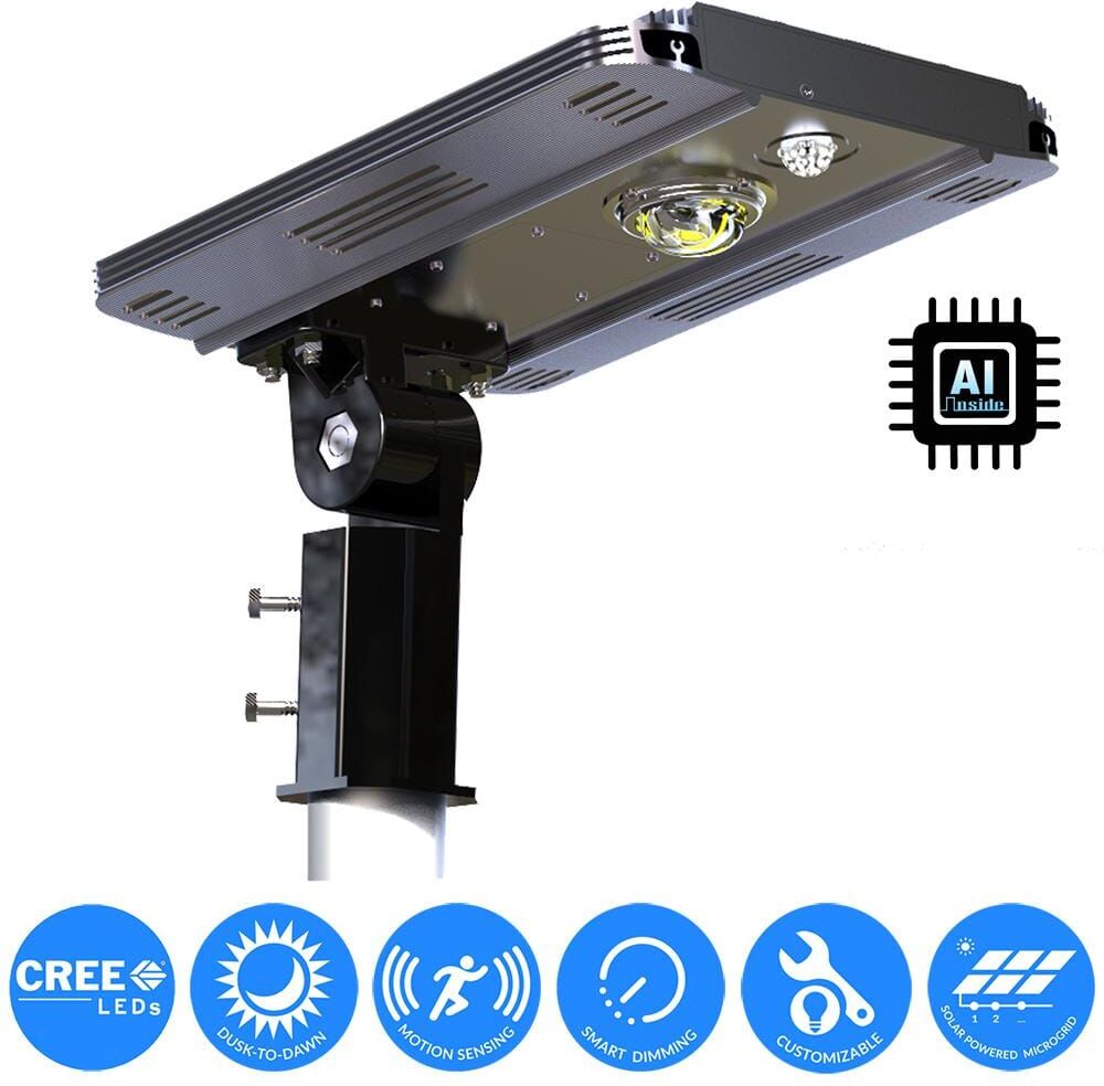 eLEDing Solar Power SMART LED Street Light for Commercial and Residential Parking Lots, Bike Paths, Walkways, Courtyard