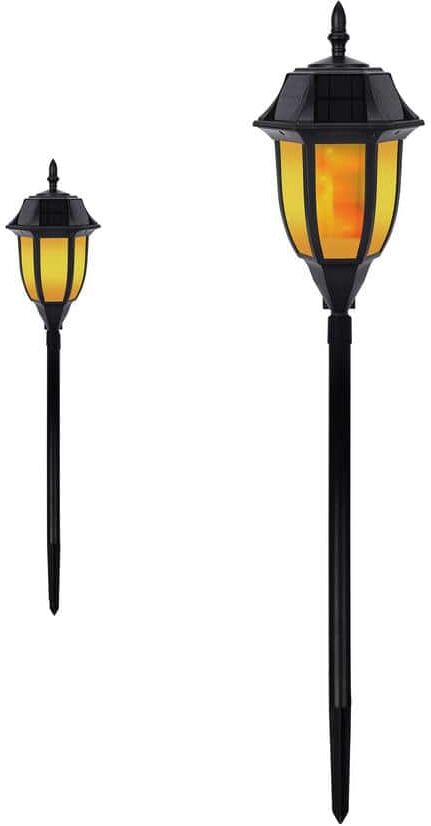 TECHKO Outdoor Solar Black Integrated LED Garden and Pathway Light - Flame or Still Light