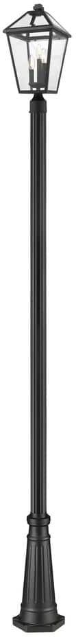 Talbot 3-Light Black 113.75 in. Aluminum Hardwired Outdoor Weather Resistant Post Light Set with No Bulb Included