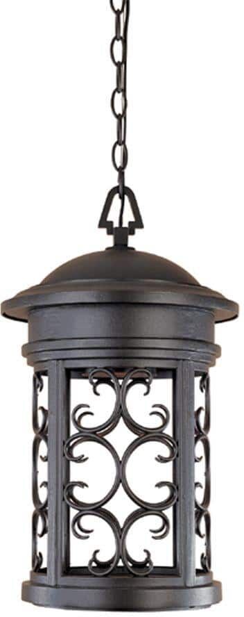 Designers Fountain Ellington 1-Light Oil Rubbed Bronze Outdoor Hanging Lamp with Metal Cage Shade