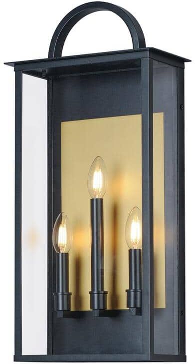 Maxim Lighting Manchester 3-Light Black Large Outdoor Hardwired Wall Sconce