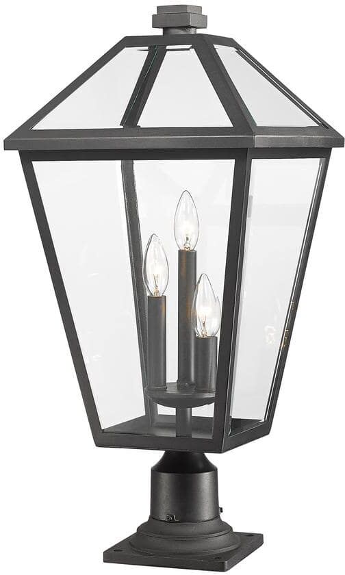 Talbot 25 .75 in. 3-Light Black Metal Hardwired Outdoor Weather Resistant Pier Mount Light with No Bulb in.cluded