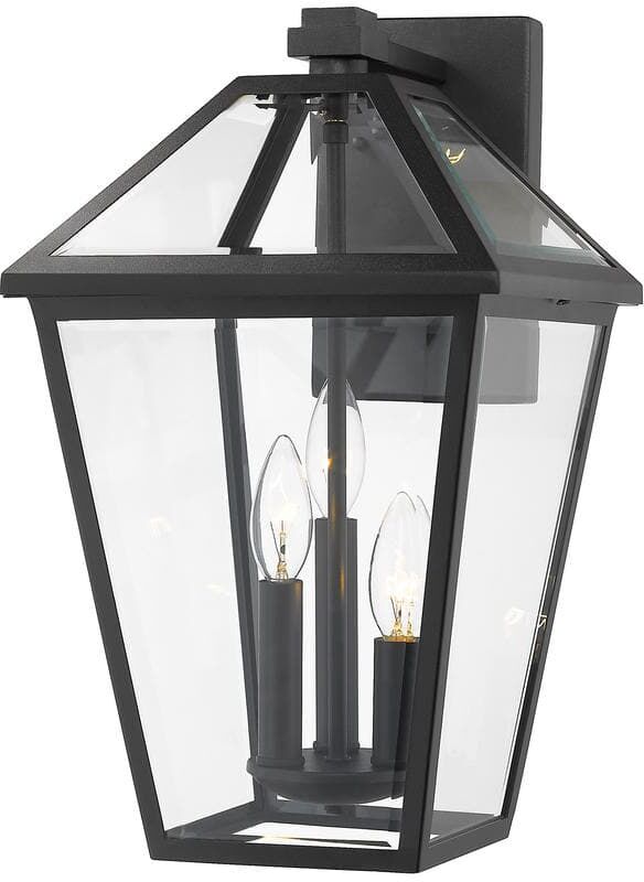 Talbot Black Outdoor Hardwired Lantern Wall Sconce with No Bulbs Included