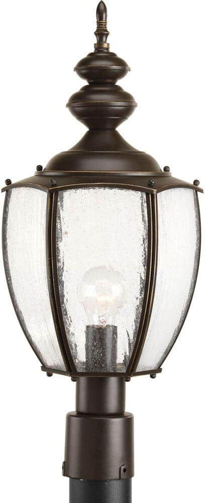 Progress Lighting Roman Coach Collection 1-Light Antique Bronze Clear Seeded Glass Traditional Outdoor Post Lantern Light