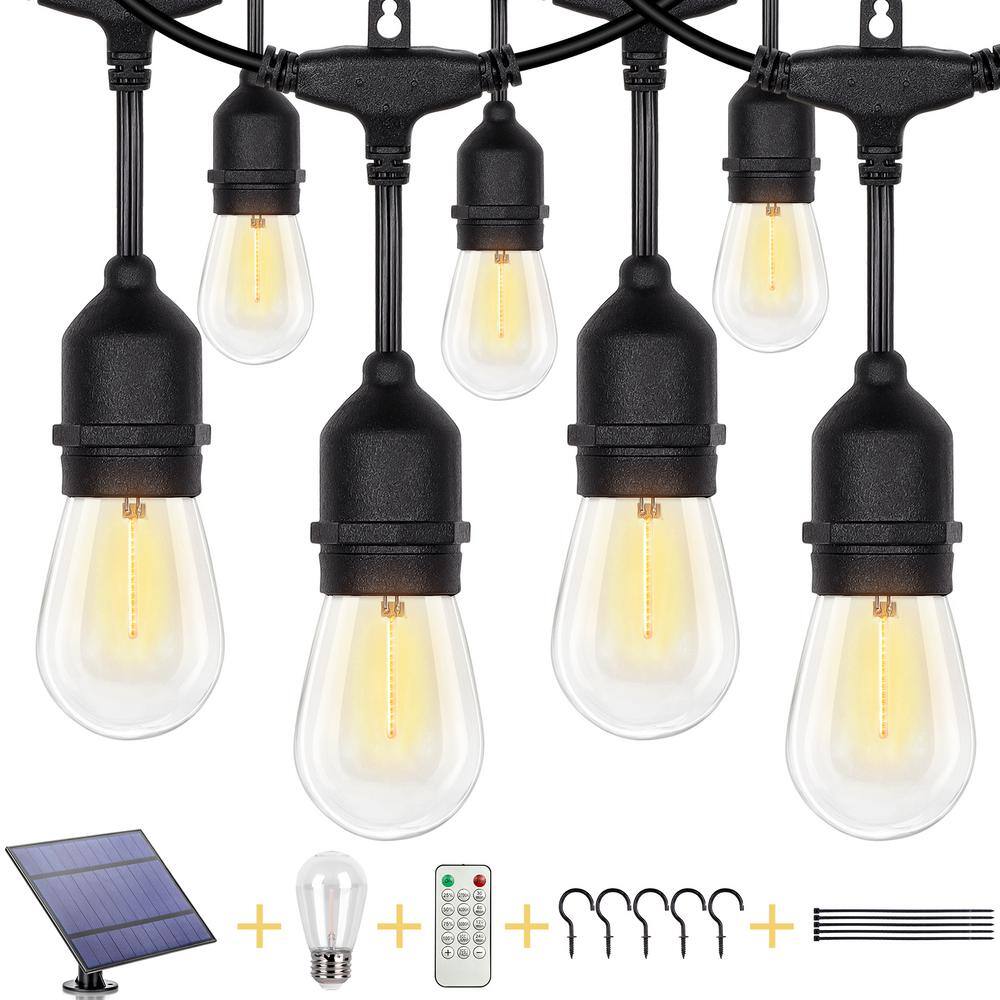 Myfoi 15-Light 50 ft. Outdoor Indoor Solar LED S14 Edison Bulb String -Light with Remote