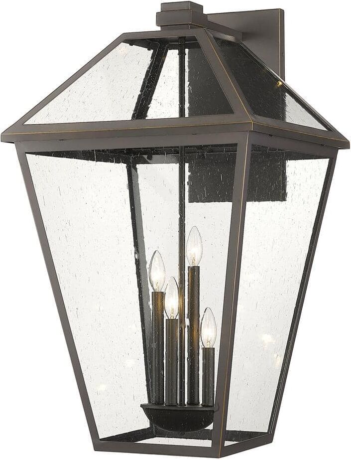 Talbot 19.5 in. 4-Light Outdoor Wall Sconce Oil Rubbed Bronze with Seedy Glass Shade