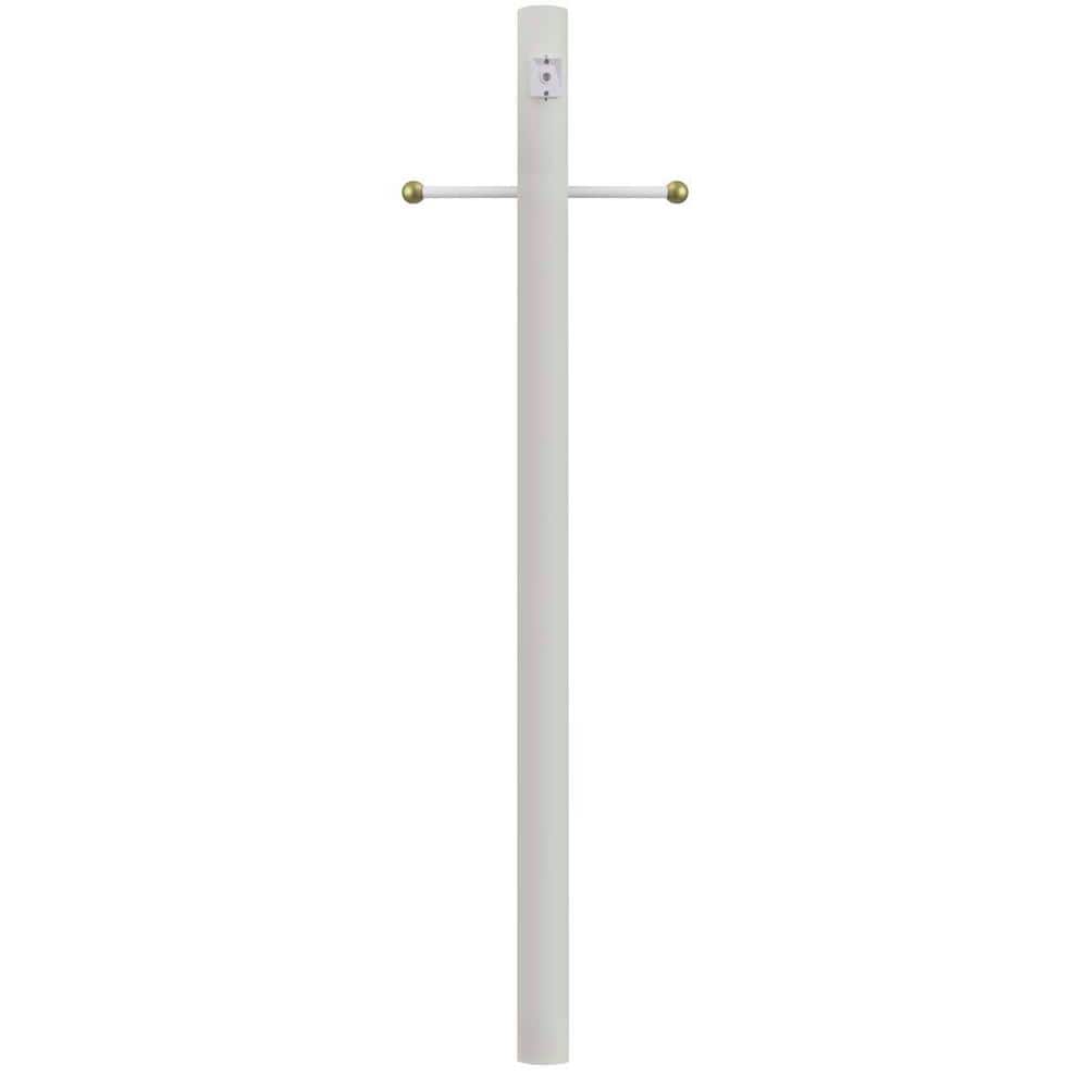 SOLUS 8 ft. White Outdoor Direct Burial Lamp Post with Cross Arm and Auto Dusk-Dawn Photocell fits 3 in. Post Top Fixtures