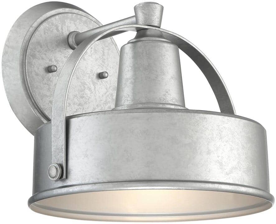 Designers Fountain Portland 8 in. Galvanized Finish Dark Sky 1-Light Outdoor Line Voltage Wall Sconce with No Bulb Included