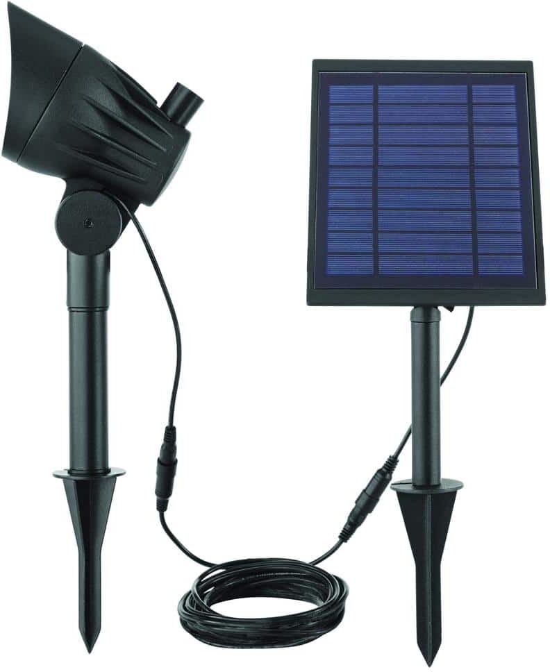 Hampton Bay 150-300 Lumens Black LED High-Low Metal Outdoor Solar Spotlight