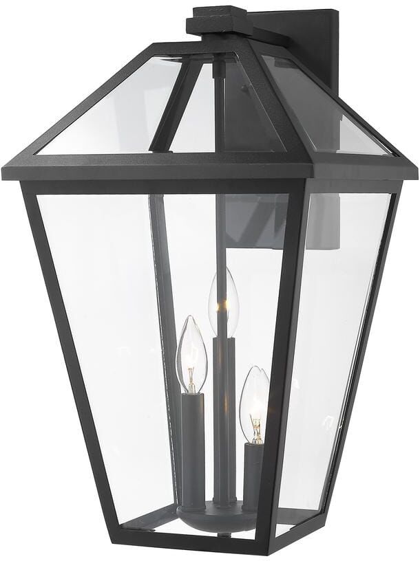 Talbot Black Outdoor Hardwired Lantern Wall Sconce with No Bulbs Included