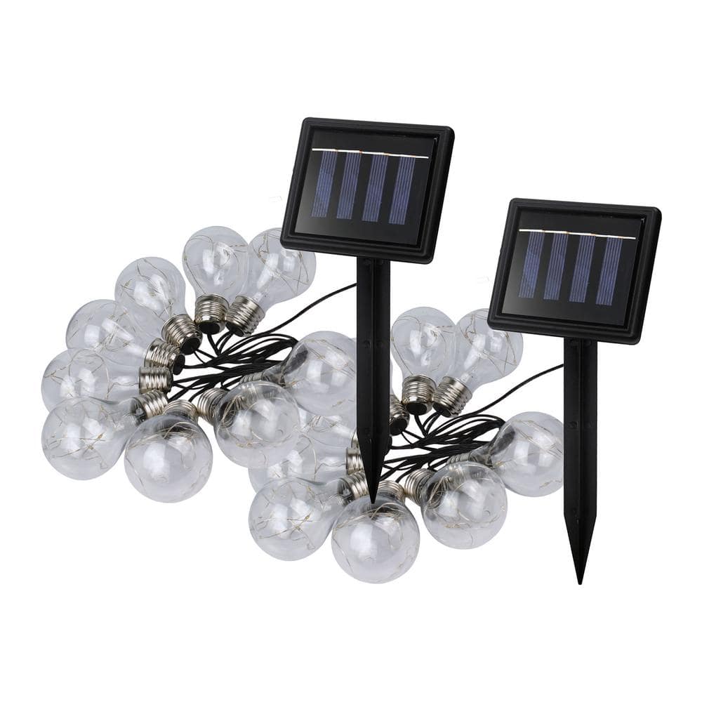 NATURE POWER Outdoor 64 in. Solar Edison Bulb Integrated LED String Lights (2-Pack)